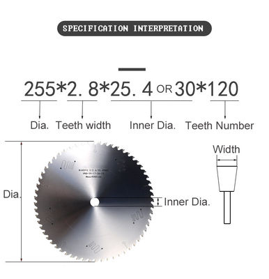 2-5 MM Dicke Aluminium TCT-Karbidzähne RUNDZIRKULÄRTE SAGENKLÄHTE mit Gold-TIN-Beschichtung